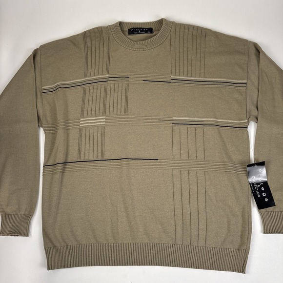 Other - VTG NWT Protege Collection Geometric Sweater Men's XL Knit Beige Pullover 90's